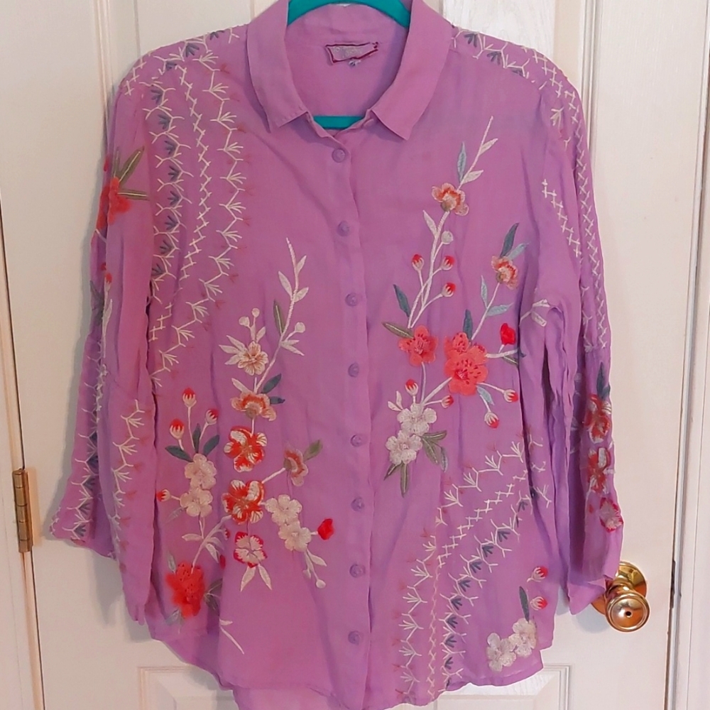 Johnny Was Workshop Kimono Sleeve Blouse - Picture 3 of 9